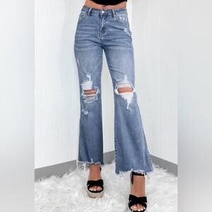 Distressed Blue Jeans